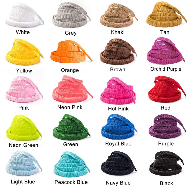 Stepace [2 Pairs Flat Shoe Laces for Sneakers 5/16" Width 30"-72" Length 26 Color Shoelaces Hot Pink 36"(91 cm) - Image 4